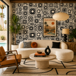 Load image into Gallery viewer, Vernon Place Black and White Bold Geometric Peel and Stick and Traditional Wallpaper
