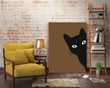 Load image into Gallery viewer, Black Cat Peeking Around Corner Wall Art Print
