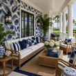 Load image into Gallery viewer, Brydon Walk Blue and White Tropical Palm Peel and Stick and Traditional Wallpaper
