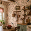 Load image into Gallery viewer, Edie Avenue Pink Bird Chinoiserie Peel and Stick and Traditional Wallpaper
