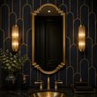 Load image into Gallery viewer, Cavendish Black and Gold Art Deco Peel and Stick and Traditional Wallpaper
