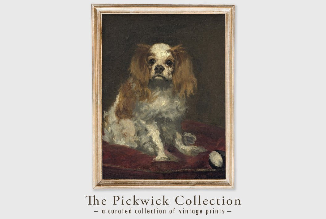 King Charles Spaniel, by Edouard Manet, circa 1866. Realism pet portrait.