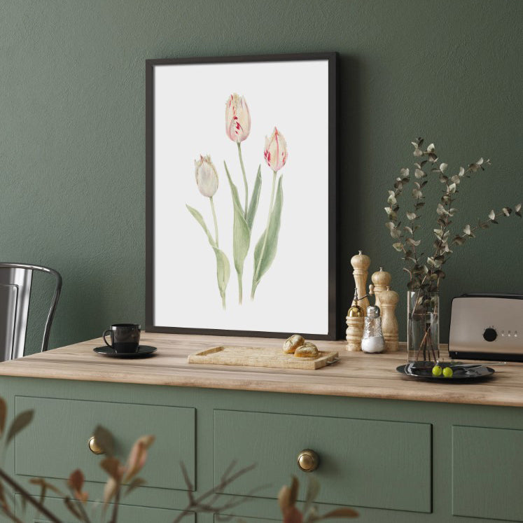 Spring Tulips Vintage Watercolor Print