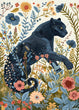 Load image into Gallery viewer, Black Panther Jungle Cat Botanical Wall Art Print
