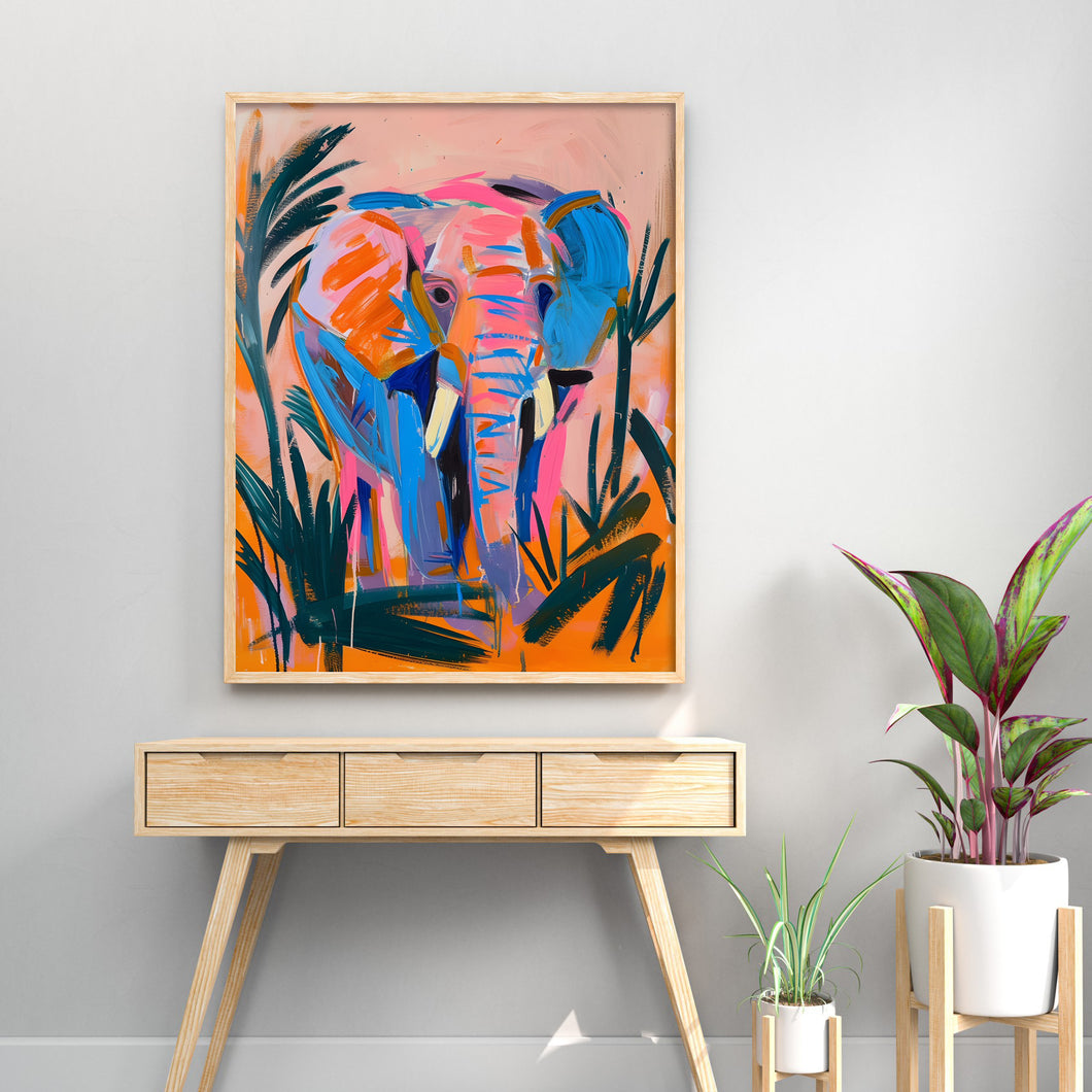 Abstract Jungle Elephant Abstract Wall Art Print