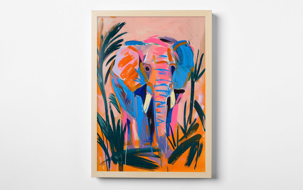 Abstract Jungle Elephant Abstract Wall Art Print