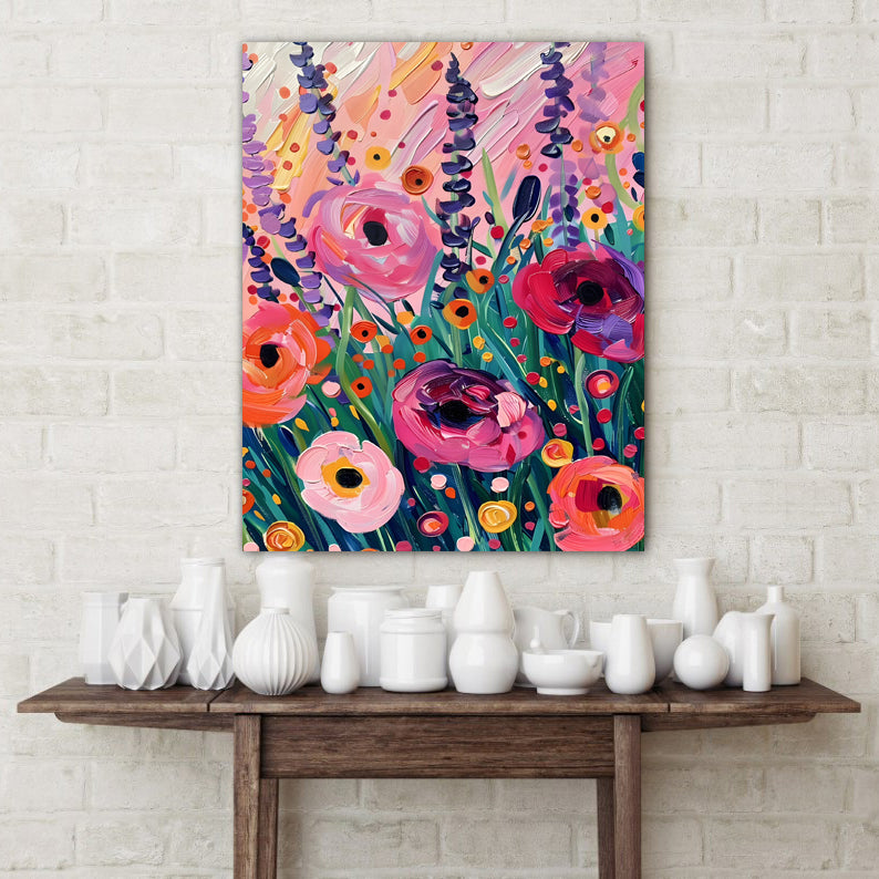 Paint on Canvas Wildflowers Wall Art Print