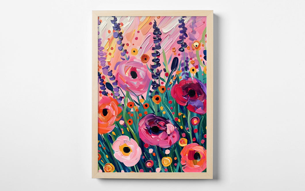 Abstract Floral Oil Painting Wall Art Print