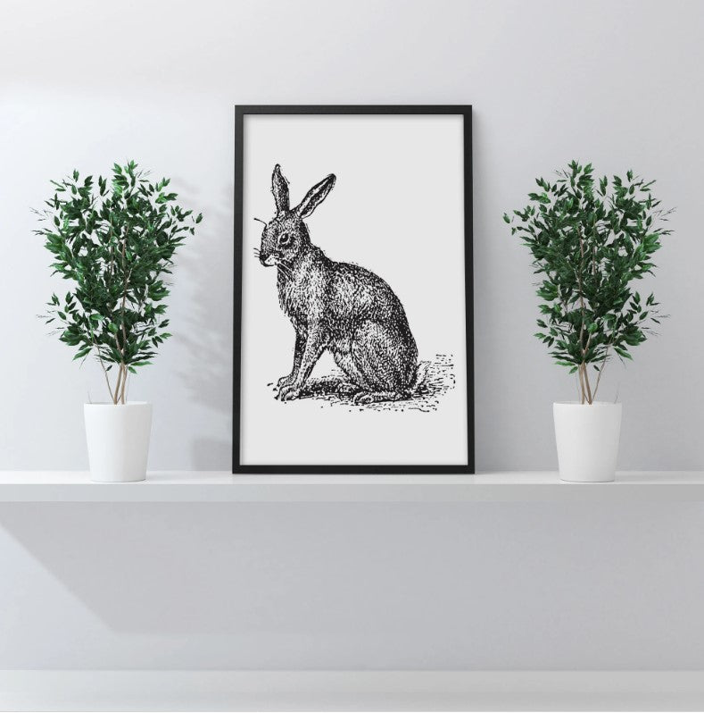 Rabbit Vintage Engraved Illustration Print