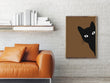 Load image into Gallery viewer, Black Cat Peeking Around Corner Wall Art Print
