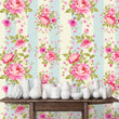 Load image into Gallery viewer, Aimee Victorian Striped Pink Floral Peel and Stick and Traditional Wallpaper
