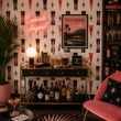 Load image into Gallery viewer, Pink Ladies Atomic Retro Pink and Black Peel and Stick and Traditional Wallpaper
