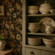 Load image into Gallery viewer, Defours Place Green and Burgundy Botanical Peel and Stick and Traditional Wallpaper
