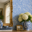 Load image into Gallery viewer, Swan Lane Blue Vintage Floral Peel and Stick and Traditional Wallpaper
