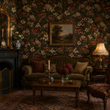 Load image into Gallery viewer, Defours Place Green and Burgundy Botanical Peel and Stick and Traditional Wallpaper
