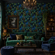 Load image into Gallery viewer, Alyth Gardens Moody Victorian Peacock Peel and Stick and Traditional Wallpaper
