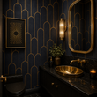 Load image into Gallery viewer, Cavendish Black and Gold Art Deco Peel and Stick and Traditional Wallpaper
