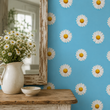 Load image into Gallery viewer, Charity Blue Floral Design with White Daisies Peel and Stick and Traditional Wallpaper
