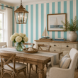Load image into Gallery viewer, Natalie Blue Teal Striped Peel and Stick and Traditional Wallpaper
