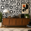 Load image into Gallery viewer, Vernon Place Black and White Bold Geometric Peel and Stick and Traditional Wallpaper
