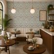 Load image into Gallery viewer, Cecilia Road Victorian Blue Damask Peel and Stick and Traditional Wallpaper
