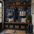 Load image into Gallery viewer, Knots Cove Blue and White Nautical Peel and Stick and Traditional Wallpaper
