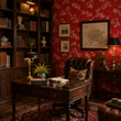 Load image into Gallery viewer, Tallis Court Red Floral Peel and Stick and Traditional Wallpaper

