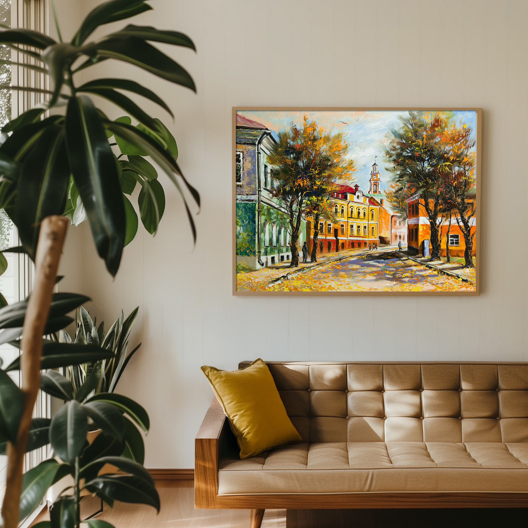 Contemporary Painting of a Village Wall Art Print