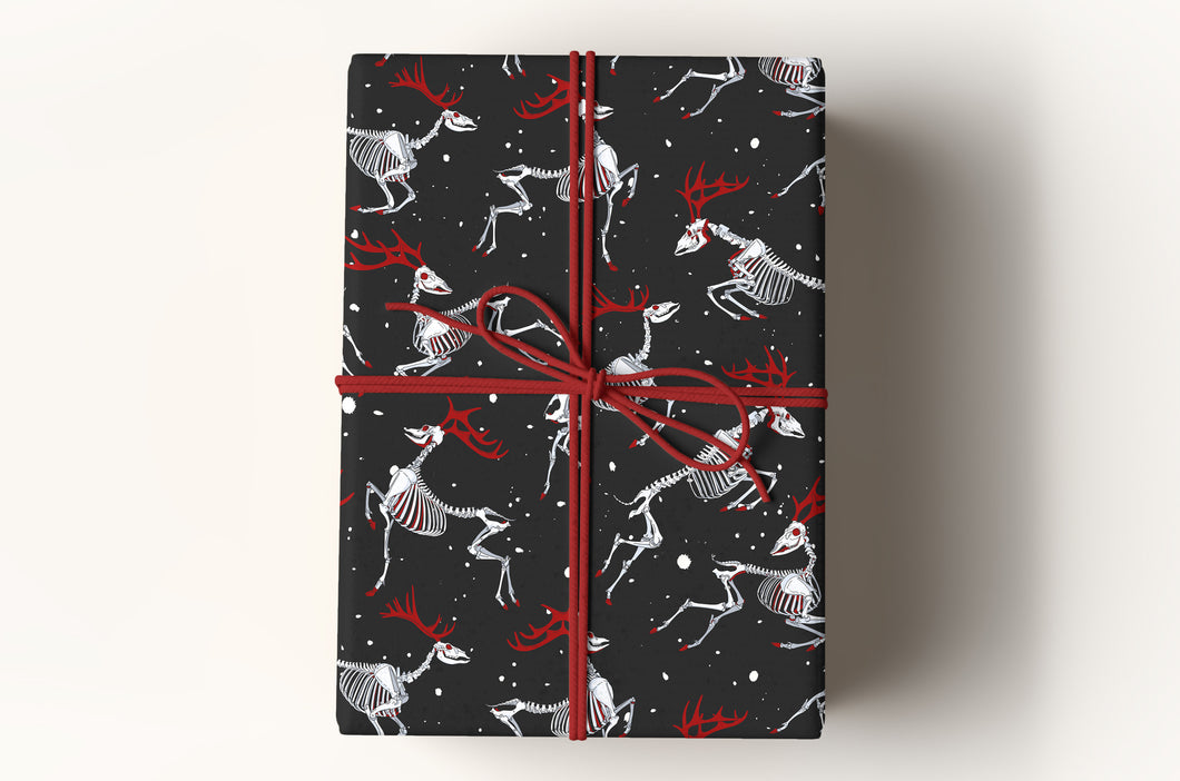 Skeleton Reindeer Premium Gift Wrapping Paper