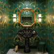Load image into Gallery viewer, Manerva Blue and Gold Art Nouveau Peel and Stick and Traditional Wallpaper
