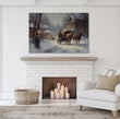 Load image into Gallery viewer, Horse and Carriage Winter Village Scene Wall Art
