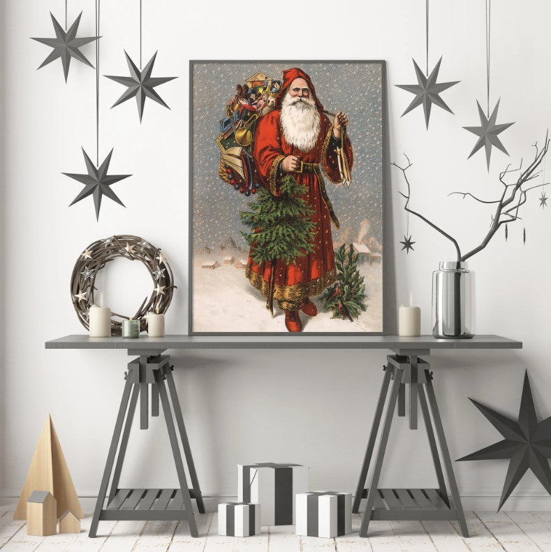 Vintage Santa Clause Wall Art Print