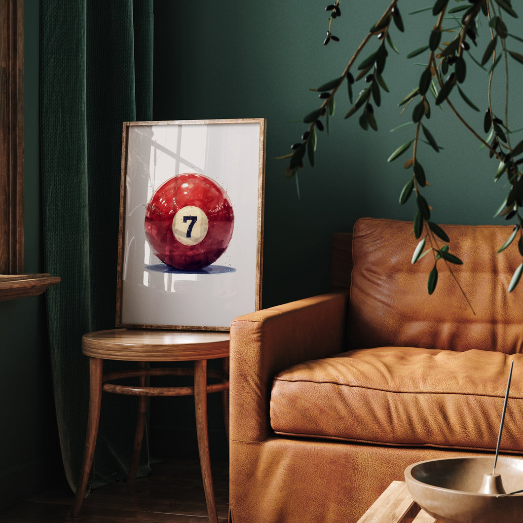 7 Ball Billiard Ball Abstract Wall Art Print