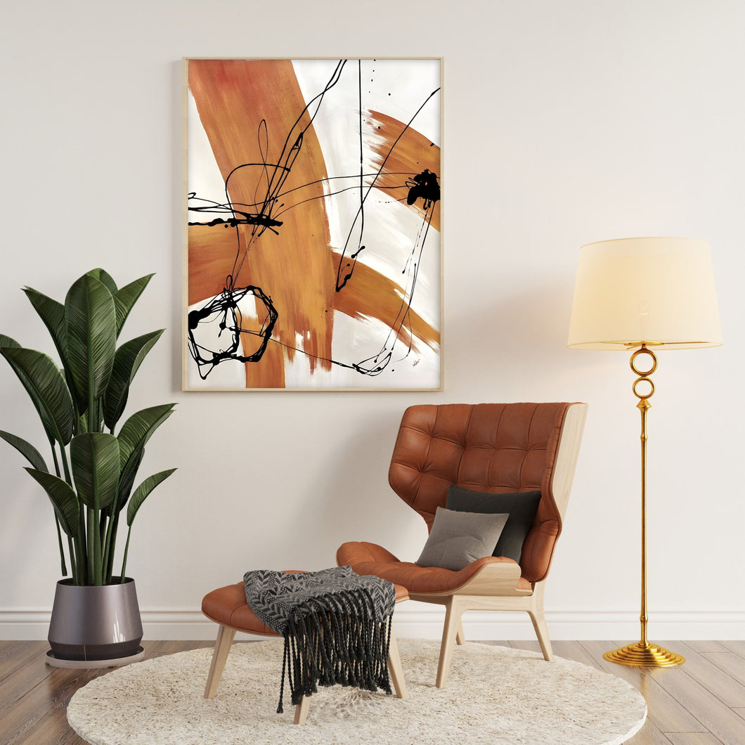 Abstract Brown and Black Modern Wall Art Print