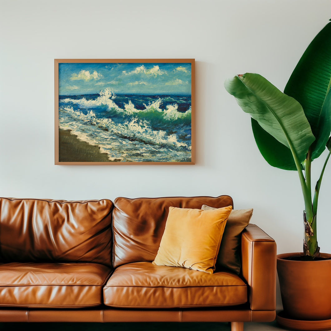 Island Beach Waves Painting Wall Art Print