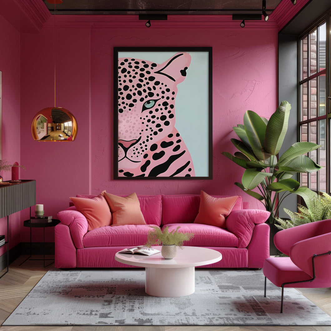 Eclectic Pink Leopard Wall Art Print