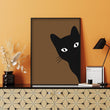 Load image into Gallery viewer, Black Cat Peeking Around Corner Wall Art Print
