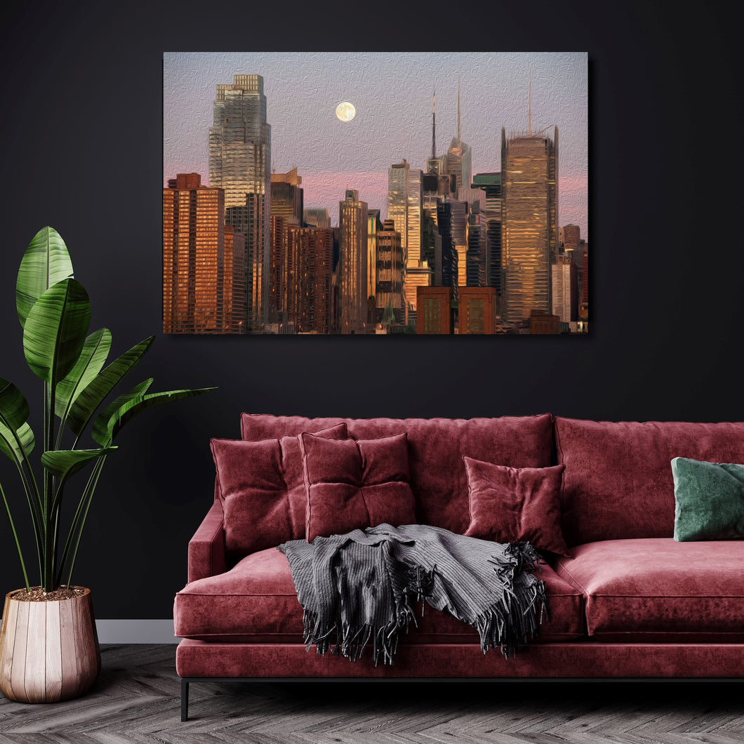 Moody Sunset City Skyline Wall Art Print