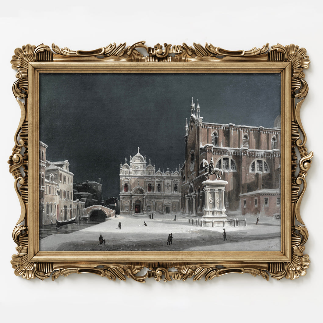A Noctural View of Campo dei Santi Giovanni, by Luigi Querena, circa 1820-1887