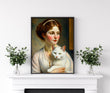 Load image into Gallery viewer, Vintage Painting of a Victorian Woman and her Cat
