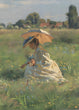 Load image into Gallery viewer, Lady with a Parasol Picking Flowers, by Ernst Henseler, circa 1852-1940
