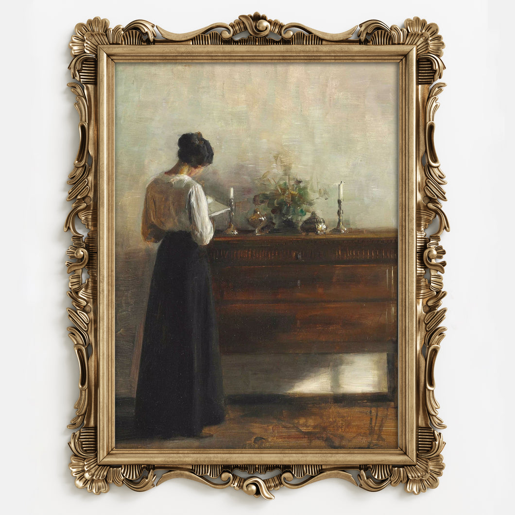 Wife Reading Book, by Carl Vilhelm Holsoe, circa 1863-1935