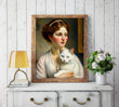Load image into Gallery viewer, Vintage Painting of a Victorian Woman and her Cat
