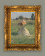 Load image into Gallery viewer, Lady with a Parasol Picking Flowers, by Ernst Henseler, circa 1852-1940

