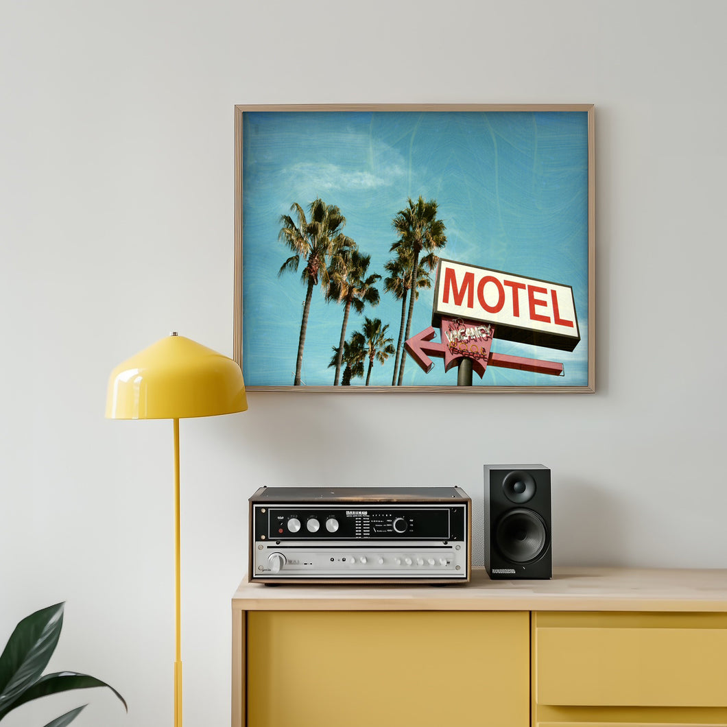 Vintage Tropical Motel and Palm Trees Wall Art Print