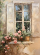 Load image into Gallery viewer, Vintage French Country Window with Flowers Wall Art Print
