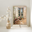 Load image into Gallery viewer, Vintage French Country Window with Flowers Wall Art Print
