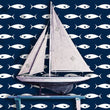 Load image into Gallery viewer, Nimmo Cove Blue and White Fish Wallpaper
