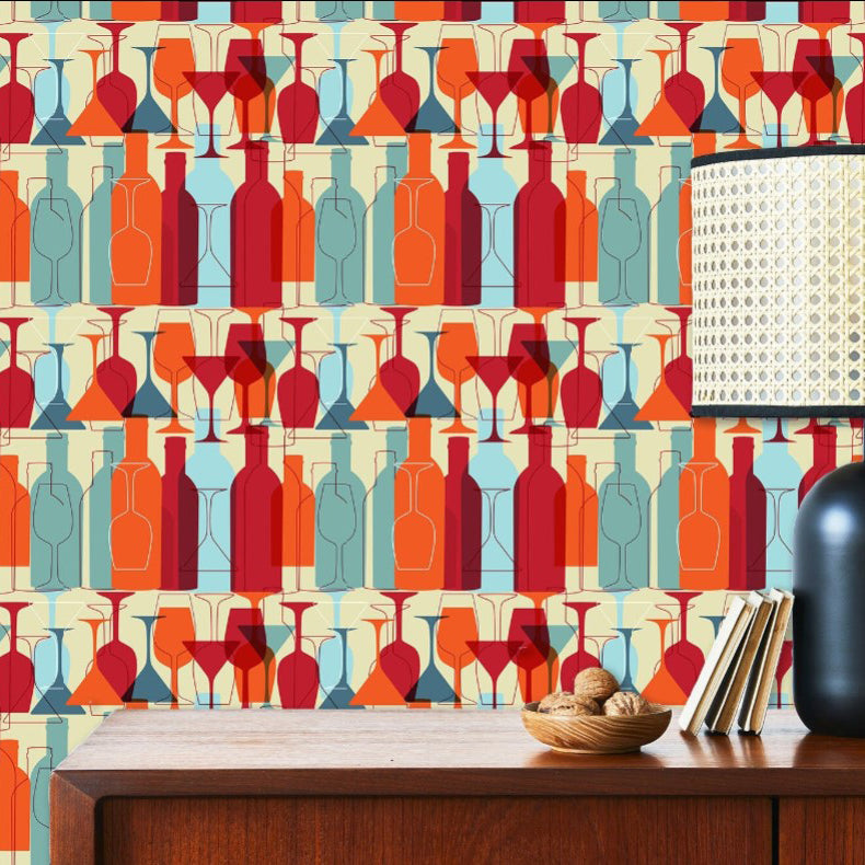 Burgon Street Eclectic Vintage Wine Glass Wallpaper