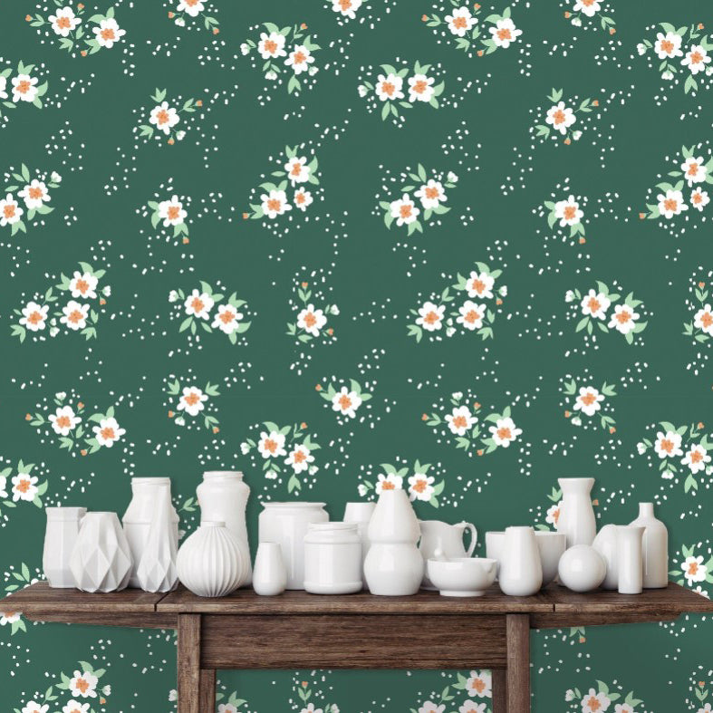 Bedwardine Gardens Green Floral Wallpaper